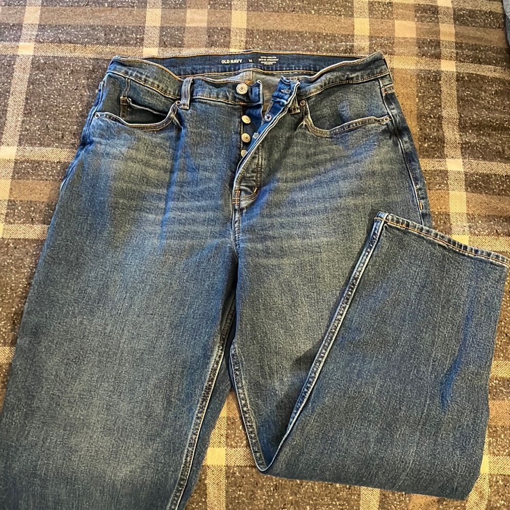 Old Navy Sky High Straight Button Fly Jeans